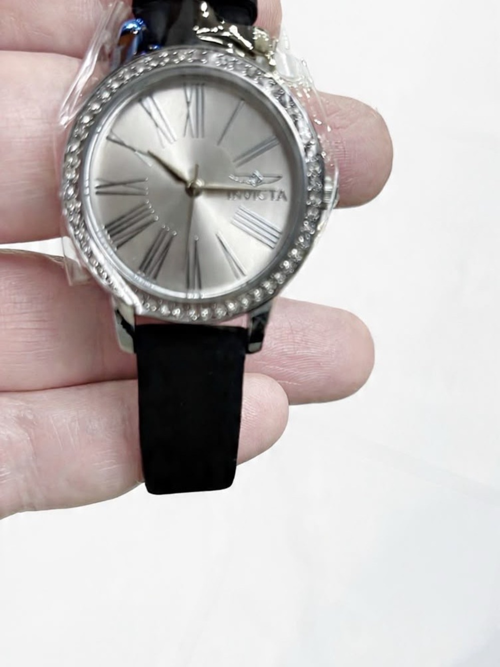 Invicta Celestial Lady Silver Dial Watch with Black Strap and Crystal Bezel 31mm - Picture 2 of 3